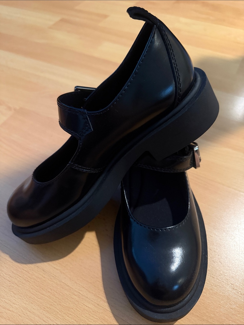 Zara Black Patent Mary Jane Buckle Flats